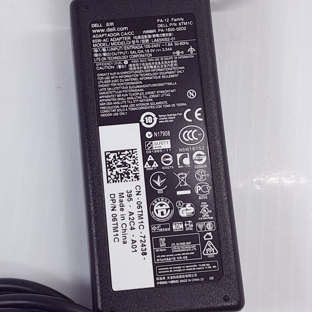 Dell la65ns2-01 AC Adapter 19.5V 3.34A Laptop Charger power cord Genuine oem
